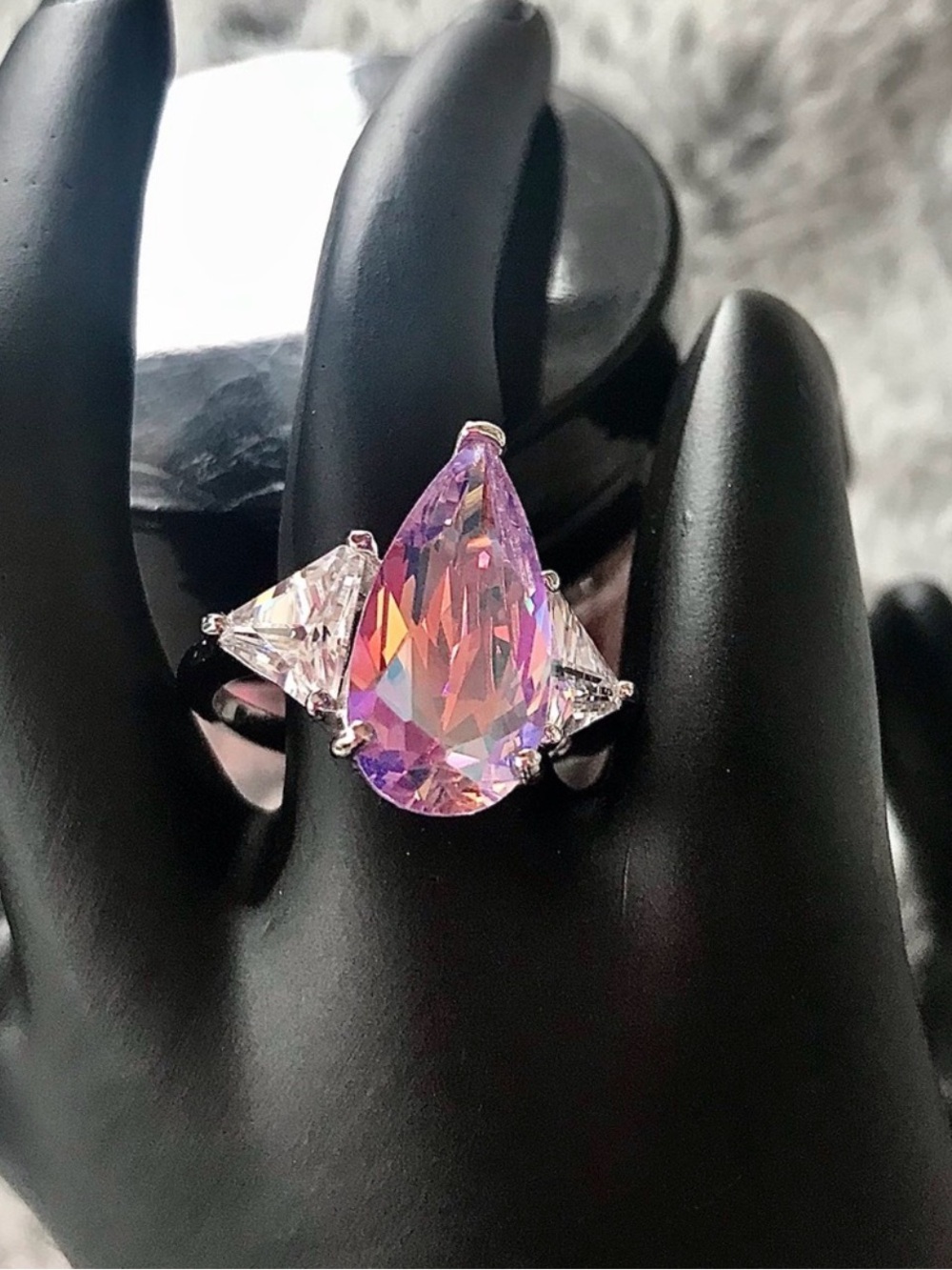 Suzanne Somers Aurora Bourealis CZ Sterling Silver Ring sz 8